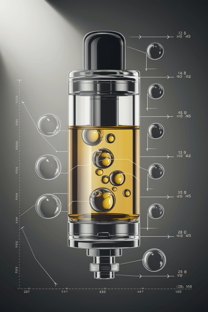 Bubble Diameter by BTE A 3D chart showing bubble diameters in oil pods.