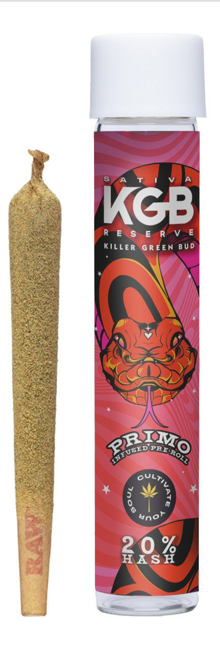 KGB Reserve Primo Pre-roll Budtenders Ethos Cannabis pre-roll infused 20% hash 